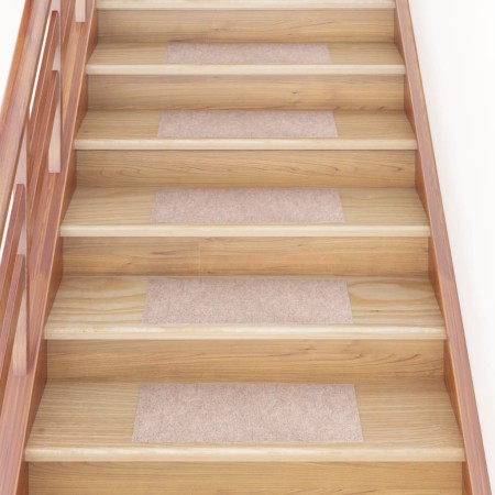 Alfombrilla autoadhesiva escalera 15 uds marrón claro 60x25 cm de vidaXL, Alfombrillas para escalones - Ref: Foro24-326912, P...