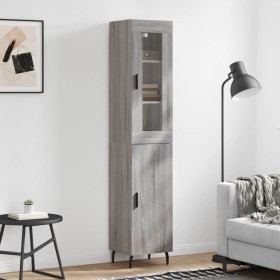 Aparador alto madera contrachapada gris Sonoma 34,5x34x180 cm de vidaXL, Aparadores - Ref: Foro24-3199191, Precio: 106,99 €, ...