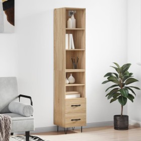 Aparador de madera contrachapada roble Sonoma 34,5x34x180 cm de vidaXL, Aparadores - Ref: Foro24-3189760, Precio: 94,91 €, De...