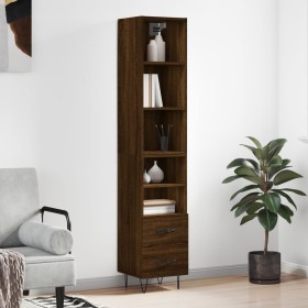 Aparador alto madera contrachapada roble marrón 34,5x34x180 cm de vidaXL, Aparadores - Ref: Foro24-3189764, Precio: 92,99 €, ...