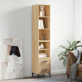 Aparador de madera contrachapada roble Sonoma 34,5x34x180 cm de vidaXL, Aparadores - Ref: Foro24-3189768, Precio: 105,27 €, D...