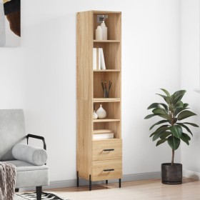 Aparador de madera contrachapada roble Sonoma 34,5x34x180 cm de vidaXL, Aparadores - Ref: Foro24-3189776, Precio: 109,99 €, D...