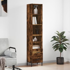 Aparador de madera contrachapada roble ahumado 34,5x34x180 cm de vidaXL, Aparadores - Ref: Foro24-3189778, Precio: 95,54 €, D...