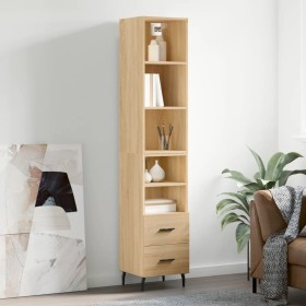 Aparador de madera contrachapada roble Sonoma 34,5x34x180 cm de vidaXL, Aparadores - Ref: Foro24-3189784, Precio: 100,72 €, D...