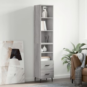 Aparador alto madera contrachapada gris Sonoma 34,5x34x180 cm de vidaXL, Aparadores - Ref: Foro24-3189787, Precio: 97,99 €, D...