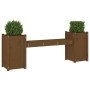 Solid pine wood bench with honey brown finish and planters, 180x36x63cm. by vidaXL, garden benches - Ref: Foro24-825166, Pric...