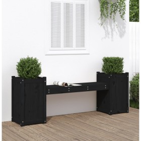 Bench with planters solid black pine wood 180x36x63 cm by vidaXL, garden benches - Ref: Foro24-825167, Price: 105,72 €, Disco...