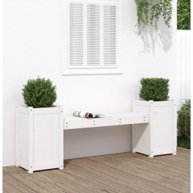 Bank mit Pflanzgefäßen massives Kiefernholz weiß 180x36x63 cm von vidaXL, Gartenbänke - Ref: Foro24-825164, Preis: 151,58 €, ...