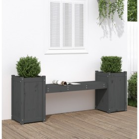 Bench with planters solid gray pine wood 180x36x63 cm by vidaXL, garden benches - Ref: Foro24-825165, Price: 150,99 €, Discou...