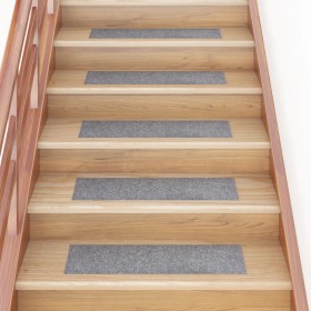 Alfombrilla autoadhesiva escalera 15 uds gris claro 76x20 cm de vidaXL, Alfombrillas para escalones - Ref: Foro24-326927, Pre...