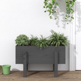 Pflanzgefäß aus massivem Kiefernholz grau 62x30x38 cm von vidaXL, Töpfe und Pflanzgefäße - Ref: Foro24-825179, Preis: 44,99 €...