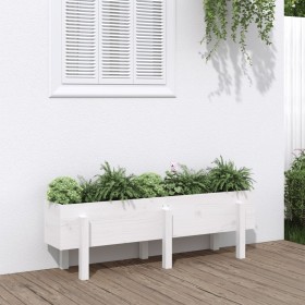 Arriate elevado de jardín madera maciza pino blanco 121x30x38cm de vidaXL, Maceteros y jardineras - Ref: Foro24-825199, Preci...