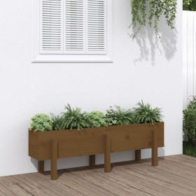 Raised garden bed made of brown honey pine wood 121x30x38 cm by vidaXL, Pots and planters - Ref: Foro24-825201, Price: 68,35 ...