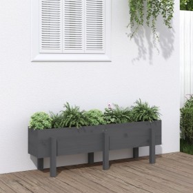 Arriate elevado de jardín madera maciza pino gris 121x30x38 cm de vidaXL, Maceteros y jardineras - Ref: Foro24-825200, Precio...