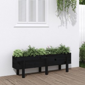 Arriate elevado de jardín madera maciza pino negro 121x30x38 cm de vidaXL, Maceteros y jardineras - Ref: Foro24-825202, Preci...