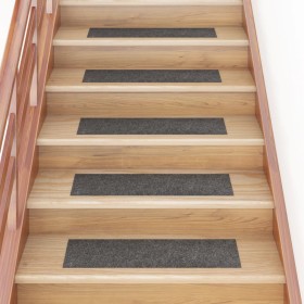 Alfombrilla autoadhesiva de escalera 15 uds antracita 76x20 cm de vidaXL, Alfombrillas para escalones - Ref: Foro24-326932, P...