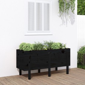 Arriate elevado de jardín madera maciza pino negro 121x50x57 cm de vidaXL, Maceteros y jardineras - Ref: Foro24-825230, Preci...