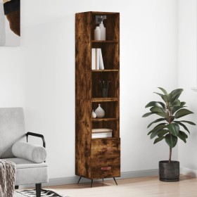 Aparador de madera contrachapada roble ahumado 34,5x34x180 cm de vidaXL, Aparadores - Ref: Foro24-3189738, Precio: 90,99 €, D...