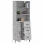 Aparador alto madera contrachapada gris hormigón 69,5x34x180 cm de vidaXL, Aparadores - Ref: Foro24-3190033, Precio: 148,54 €...