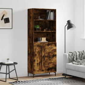 Aparador alto madera contrachapada roble ahumado 69,5x34x180 cm de vidaXL, Aparadores - Ref: Foro24-3190026, Precio: 144,39 €...