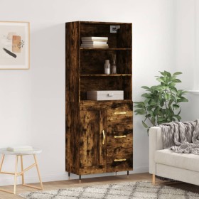 Aparador alto madera contrachapada roble ahumado 69,5x34x180 cm de vidaXL, Aparadores - Ref: Foro24-3190002, Precio: 136,99 €...