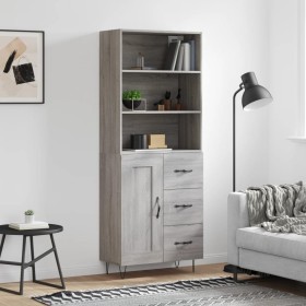 Aparador alto madera contrachapada gris sonoma 69,5x34x180 cm de vidaXL, Aparadores - Ref: Foro24-3190019, Precio: 141,99 €, ...