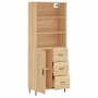 Aparador alto madera contrachapada color roble 69,5x34x180 cm de vidaXL, Aparadores - Ref: Foro24-3190040, Precio: 146,17 €, ...