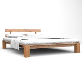 Estructura de cama de madera maciza de roble 160x200 cm de vidaXL, Camas y somieres - Ref: Foro24-247265, Precio: 417,99 €, D...