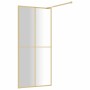 Shower door screen with clear tempered glass, golden finish, 80x195cm. by vidaXL, Shower walls and screens - Ref: Foro24-1549...