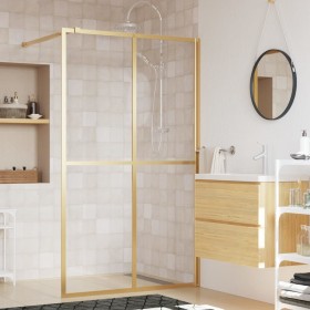 Transparent glass shower door screen ESG gold 140x195 cm by vidaXL, Shower walls and screens - Ref: Foro24-154951, Price: 205...