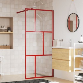 Duschtürtrennwand aus transparentem Glas ESG rot 90x195 cm von vidaXL, Duschwände und Duschwände - Ref: Foro24-154954, Preis:...