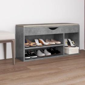 Shoe bench with gray plywood cushion concrete 104x30x49 cm by vidaXL, Shoe racks and shoe organizers - Ref: Foro24-326754, Pr...