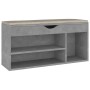 Schuhbank Kissen Sperrholz grau Beton 104x30x49 cm von vidaXL, Schuhregale und Schuhorganisatoren - Ref: Foro24-326754, Preis...