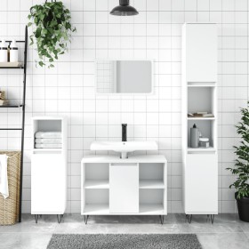 Engineered wood bathroom cabinet in white, 30x30x100 cm by vidaXL, bathroom vanities - Ref: Foro24-831556, Price: 54,98 €, Di...