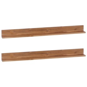 Wall shelves 2 units 120x10x10 cm solid teak wood by vidaXL, Shelves and shelves - Ref: Foro24-320427, Price: 72,45 €, Discou...