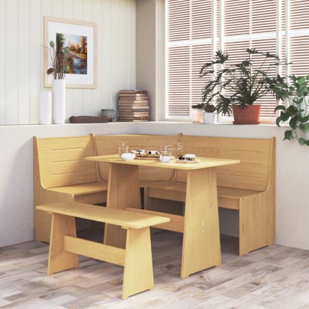 Banco de esquina madera maciza de pino marrón miel 151 cm de vidaXL, Bancos de comedor y cocina - Ref: Foro24-327246, Precio:...