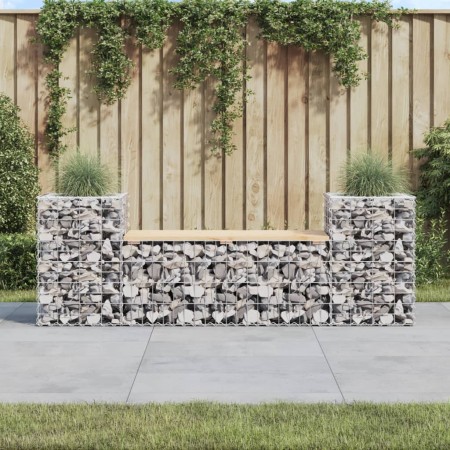 Gabionen-Design-Gartenbank aus massivem Kiefernholz, 183 x 41 x 60,5 cm von vidaXL, Gartenbänke - Ref: Foro24-834387, Preis: ...