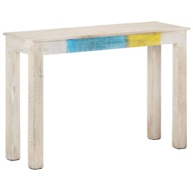 Mesa consola de madera de mango rugosa blanca 115x35x77 cm de vidaXL, Mesas auxiliares - Ref: Foro24-323556, Precio: 109,99 €...