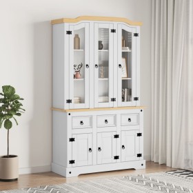 Aparador Corona madera maciza pino mexicano blanco 112x43x196cm de vidaXL, Aparadores - Ref: Foro24-355086, Precio: 503,24 €,...