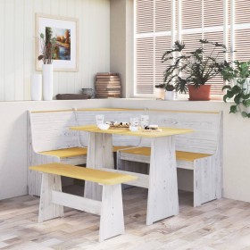 Dining table with solid wood honey brown and white bench by vidaXL, Kitchen and dining tables - Ref: Foro24-327253, Price: 80...