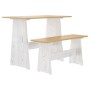 Mesa de comedor con banco madera maciza marrón miel y blanco de vidaXL, Mesas de cocina y de comedor - Ref: Foro24-327253, Pr...