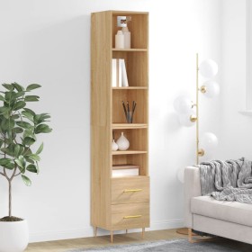 Aparador de madera contrachapada roble Sonoma 34,5x34x180 cm de vidaXL, Aparadores - Ref: Foro24-3189752, Precio: 95,83 €, De...