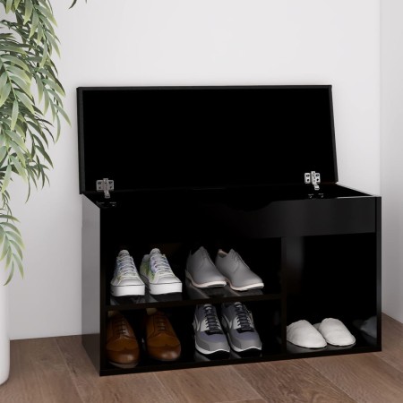 Banco zapatero con cojín madera ingeniería negro 80x30x47 cm de vidaXL, Zapateros y organizadores de calzado - Ref: Foro24-32...