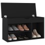 Shoe bench with black engineered wood cushion 80x30x47 cm by vidaXL, Shoe racks and shoe organizers - Ref: Foro24-326760, Pri...