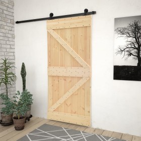 Sliding door with solid pine wood fittings 90x210 cm by vidaXL, Doors - Ref: Foro24-3057497, Price: 172,99 €, Discount: %