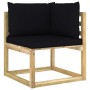 Garten-Ecksofa mit grün imprägnierten Holzkissen von vidaXL, Modulare Sofas für den Außenbereich - Ref: Foro24-3065141, Preis...