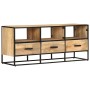 Mueble para TV de madera maciza de mango rugosa 110x30x45 cm de vidaXL, Muebles TV - Ref: Foro24-327447, Precio: 167,52 €, De...