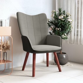 Silla de relajación terciopelo gris claro y PVC de vidaXL, Sillones - Ref: Foro24-327787, Precio: 115,99 €, Descuento: %