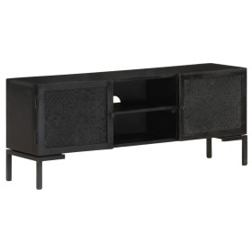 Mueble para TV de madera maciza de mango negro 115x30x46 cm de vidaXL, Muebles TV - Ref: Foro24-323577, Precio: 234,47 €, Des...