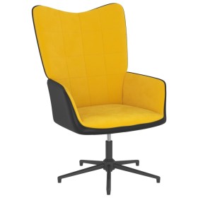 Sillón de relajación terciopelo amarillo mostaza y PVC de vidaXL, Sillones - Ref: Foro24-327838, Precio: 91,99 €, Descuento: %